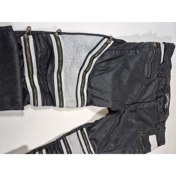 Robin's Jeans The Show Motorcycle W42 L35 Men Black White Coated Slim - Picture 3 of 10